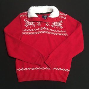 Red Chaps Boys Sweater with faux Fur - Size XS (6/7)